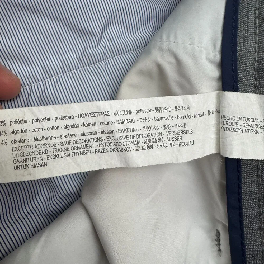 Zara Stretch Dress Pants Trouser Mens 34 Heathered Gray Tapered Leg Flat Front